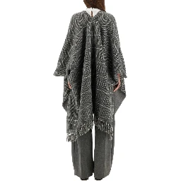 WOOL PONCHO WITH BANGS