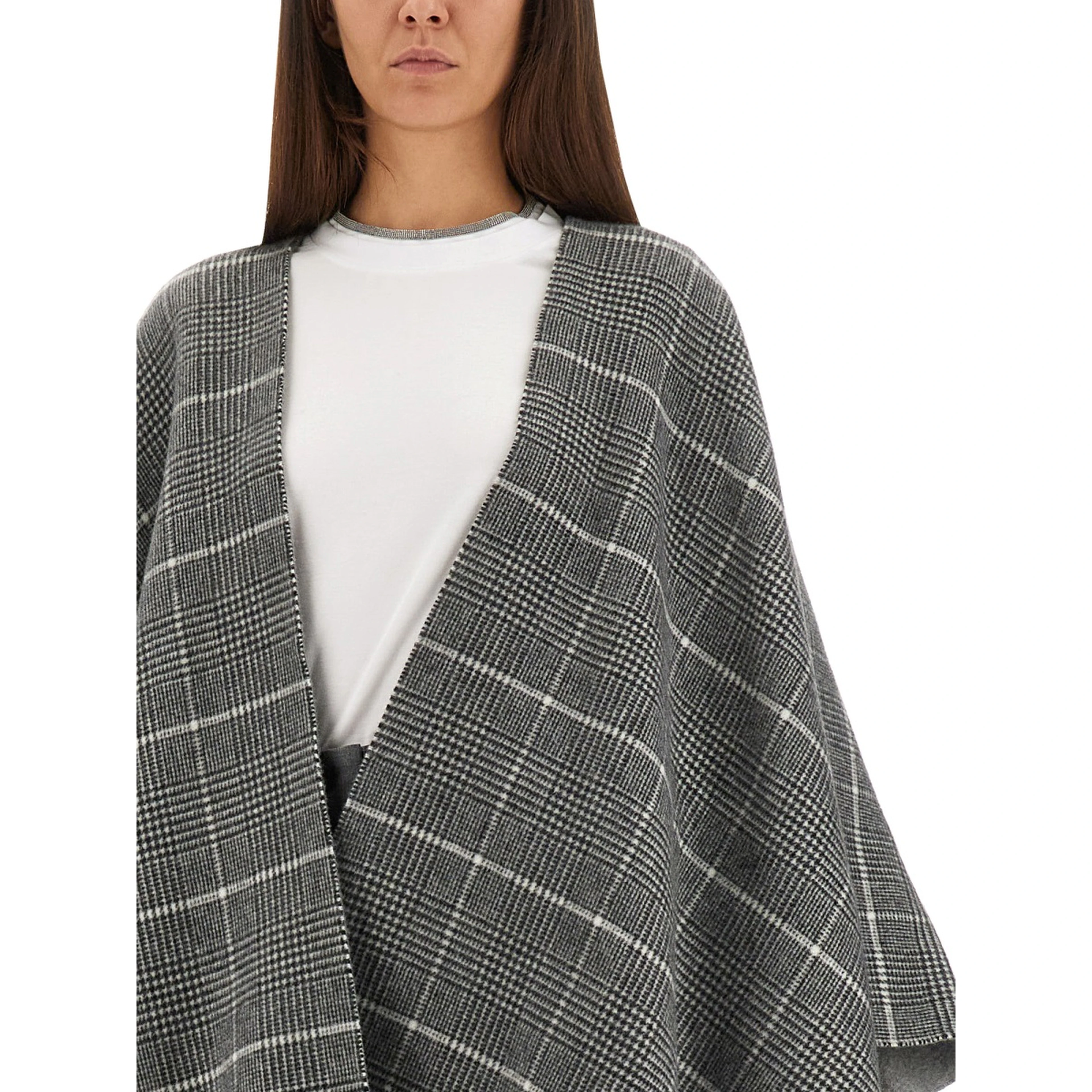 WOOL PONCHO WITH BANGS