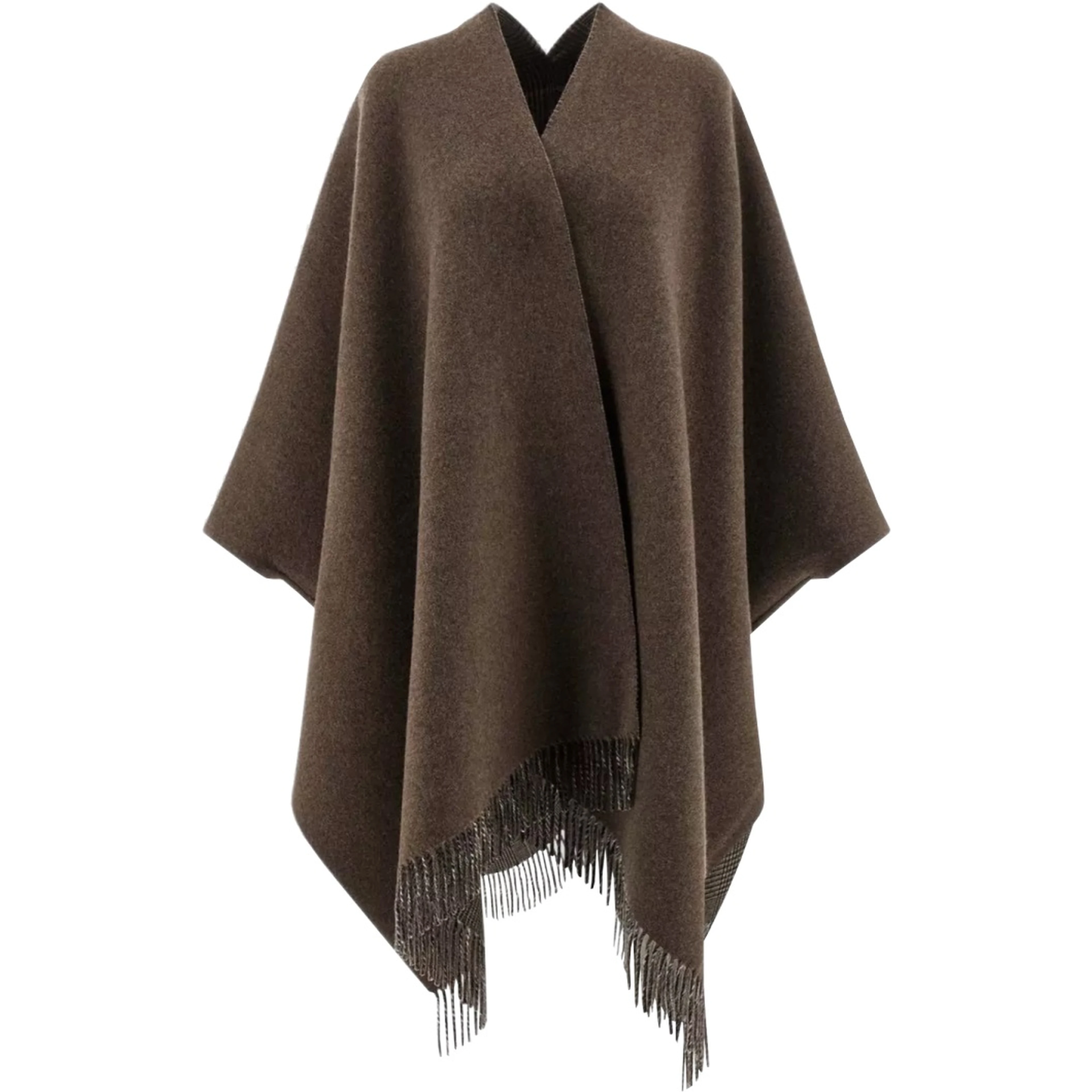 WOOL PONCHO WITH BANGS