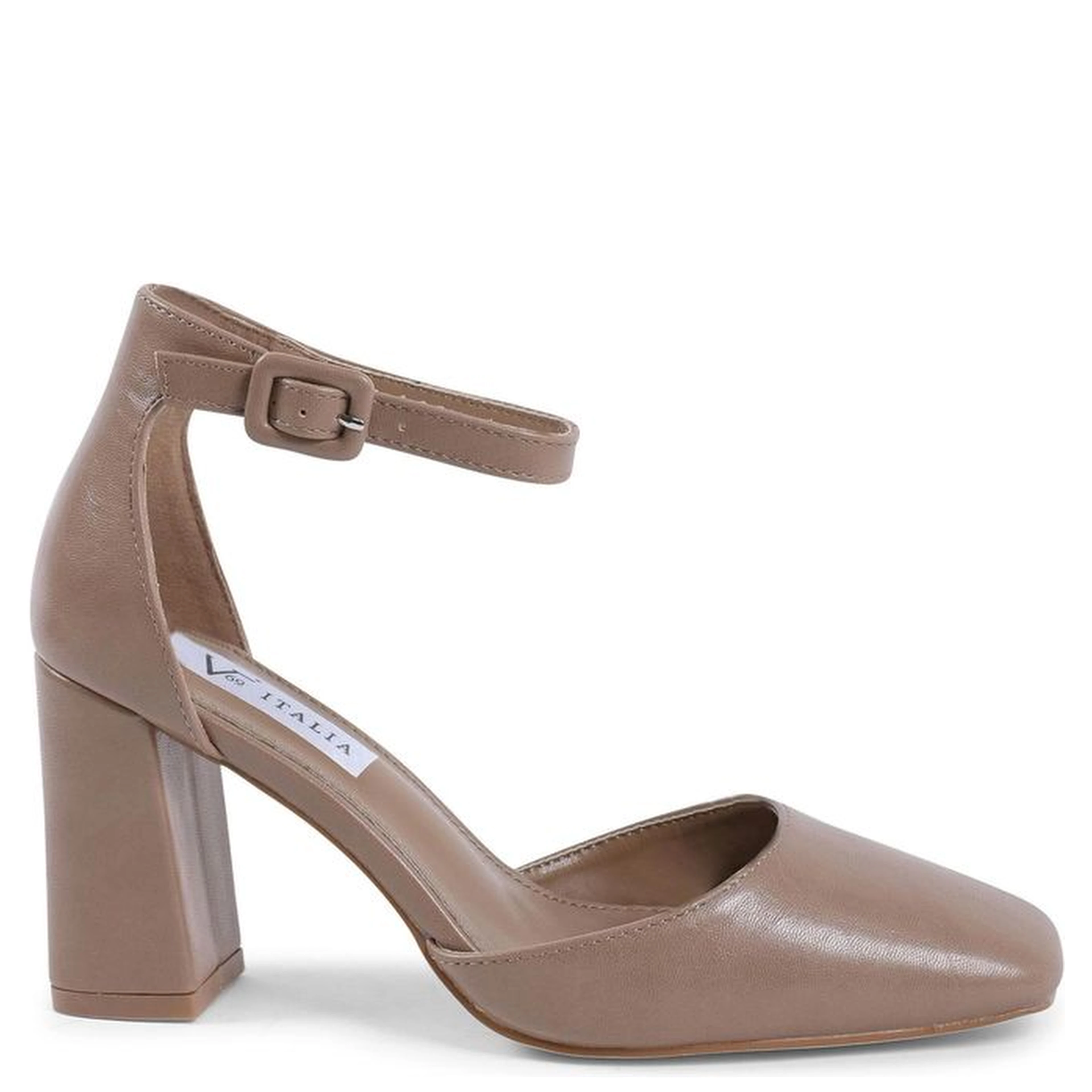 Beige Artificial Leather High Heel Pumps