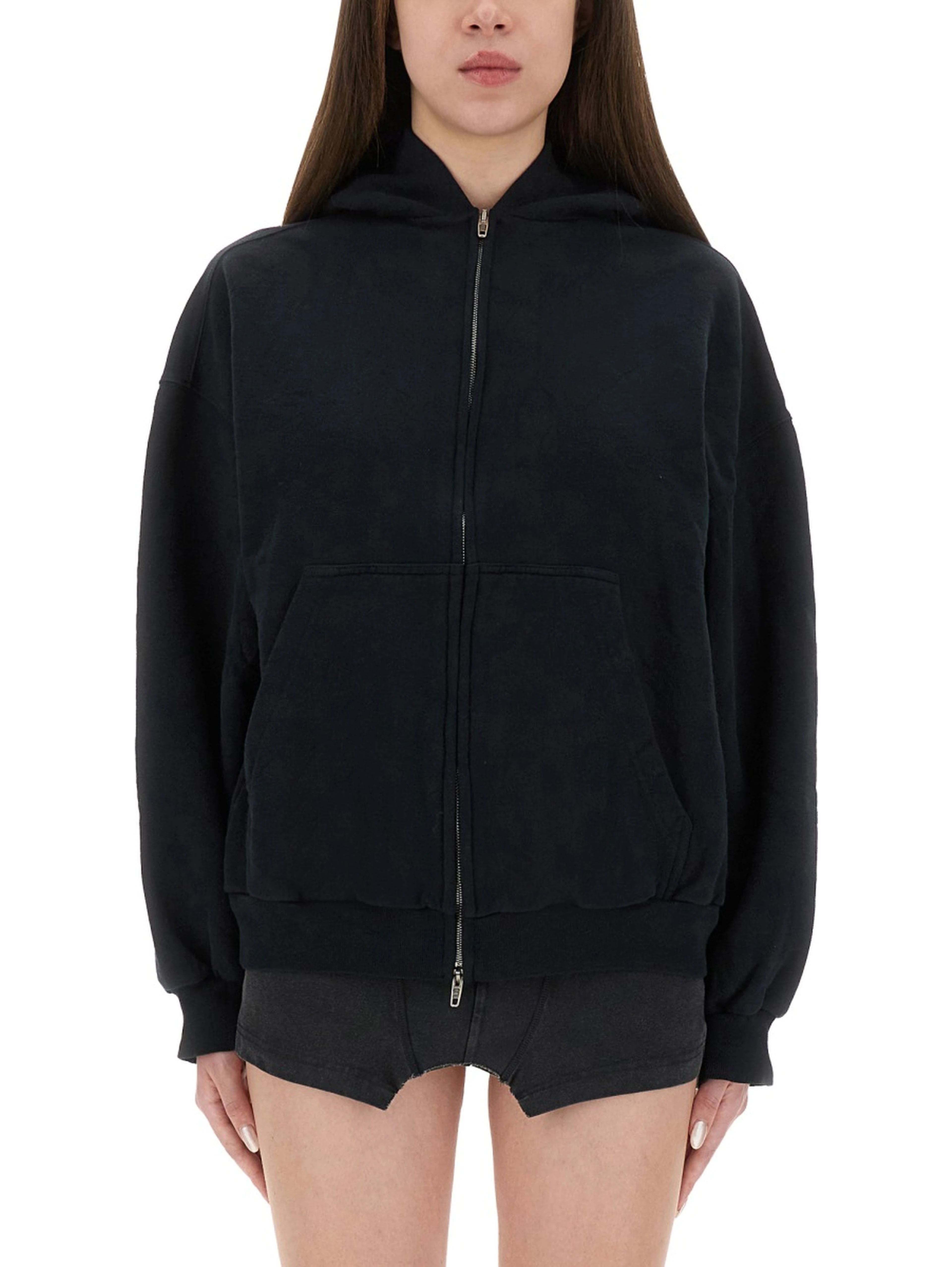 "FLIPPED" ZIPPERED SWEATSHIRT