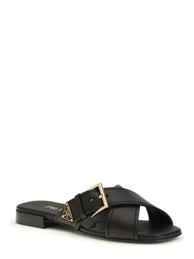 Black Calf Leather Bos Taurus Flat Sandals alternative