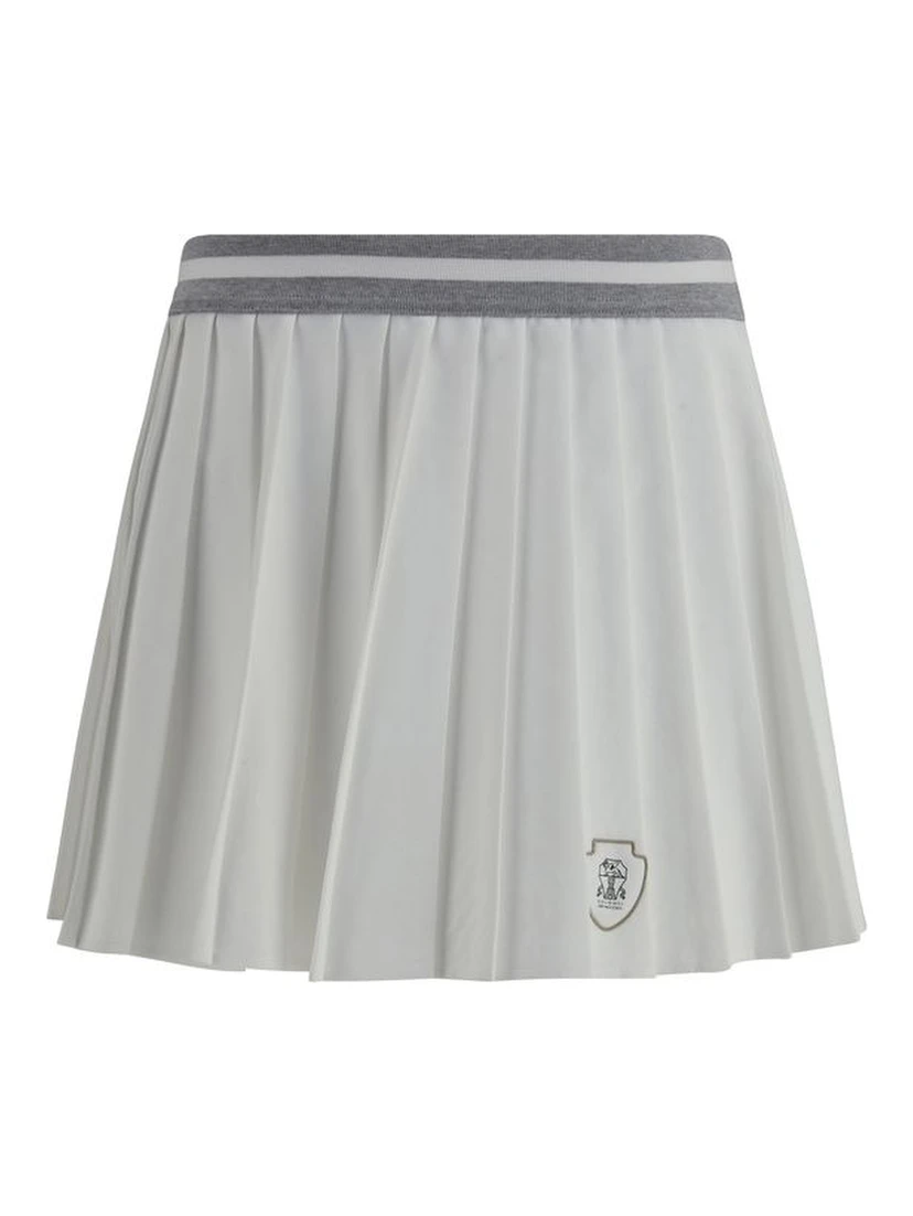 White Polyester Mini Skirt