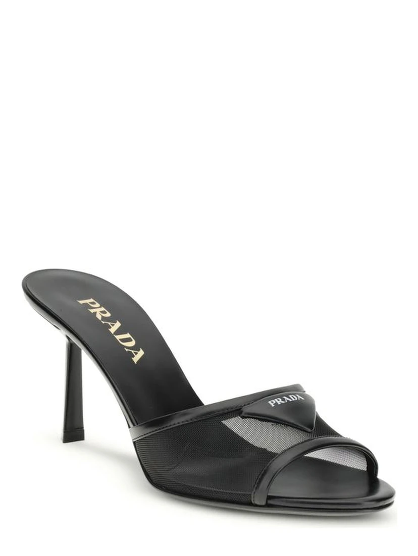 Black Calf Leather Bos Taurus Stiletto Heel Sandals