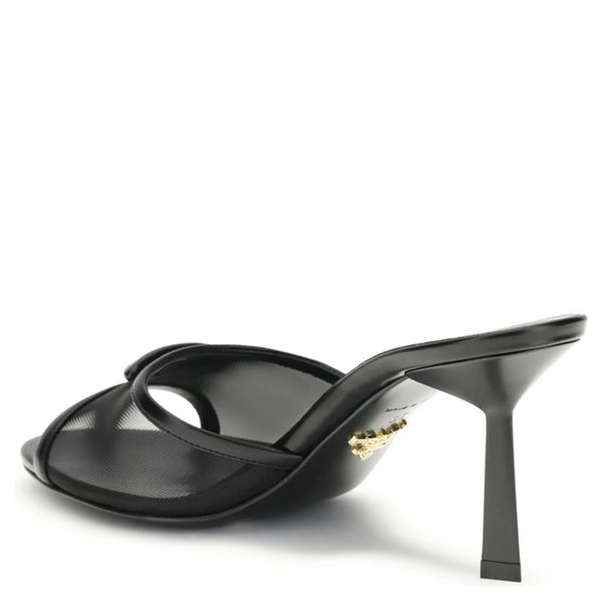 Black Calf Leather Bos Taurus Stiletto Heel Sandals