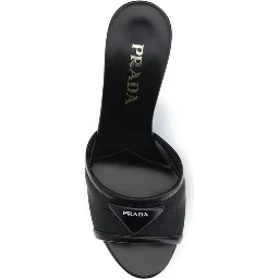 Black Calf Leather Bos Taurus Stiletto Heel Sandals