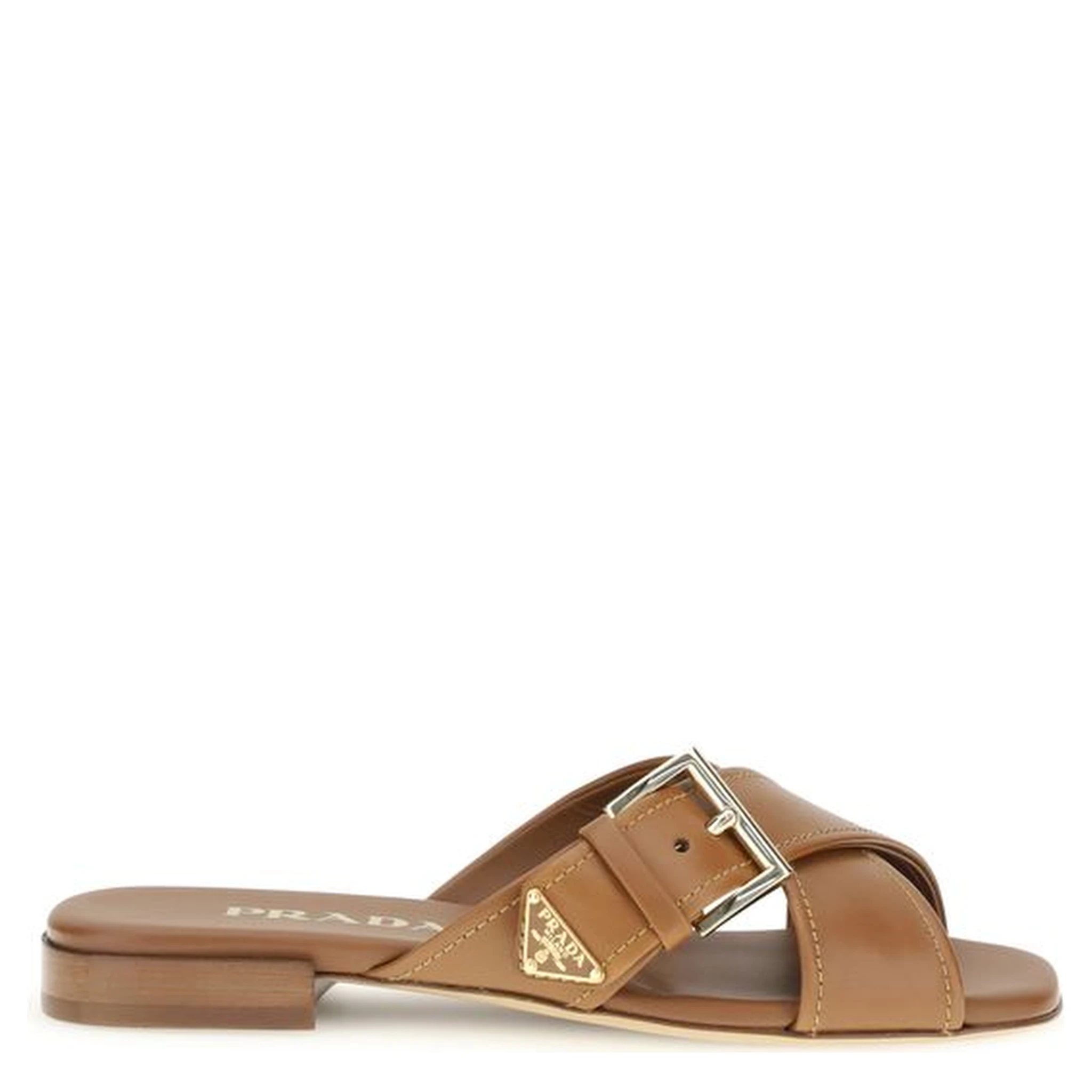 Brown Calf Leather Bos Taurus Flat Sandals
