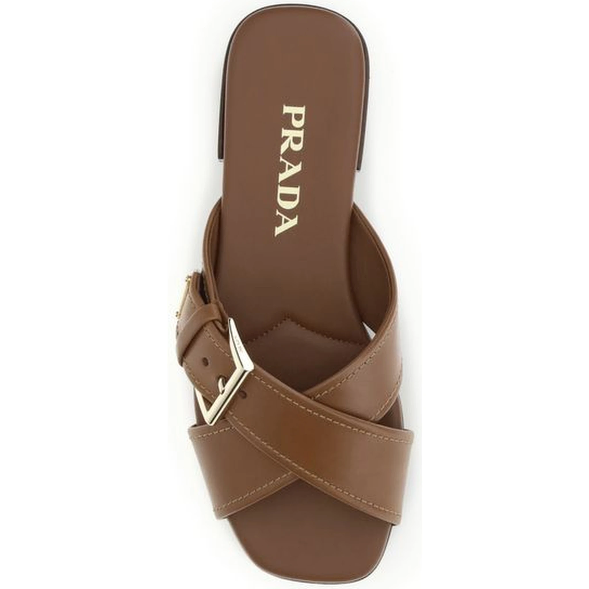 Brown Calf Leather Bos Taurus Flat Sandals