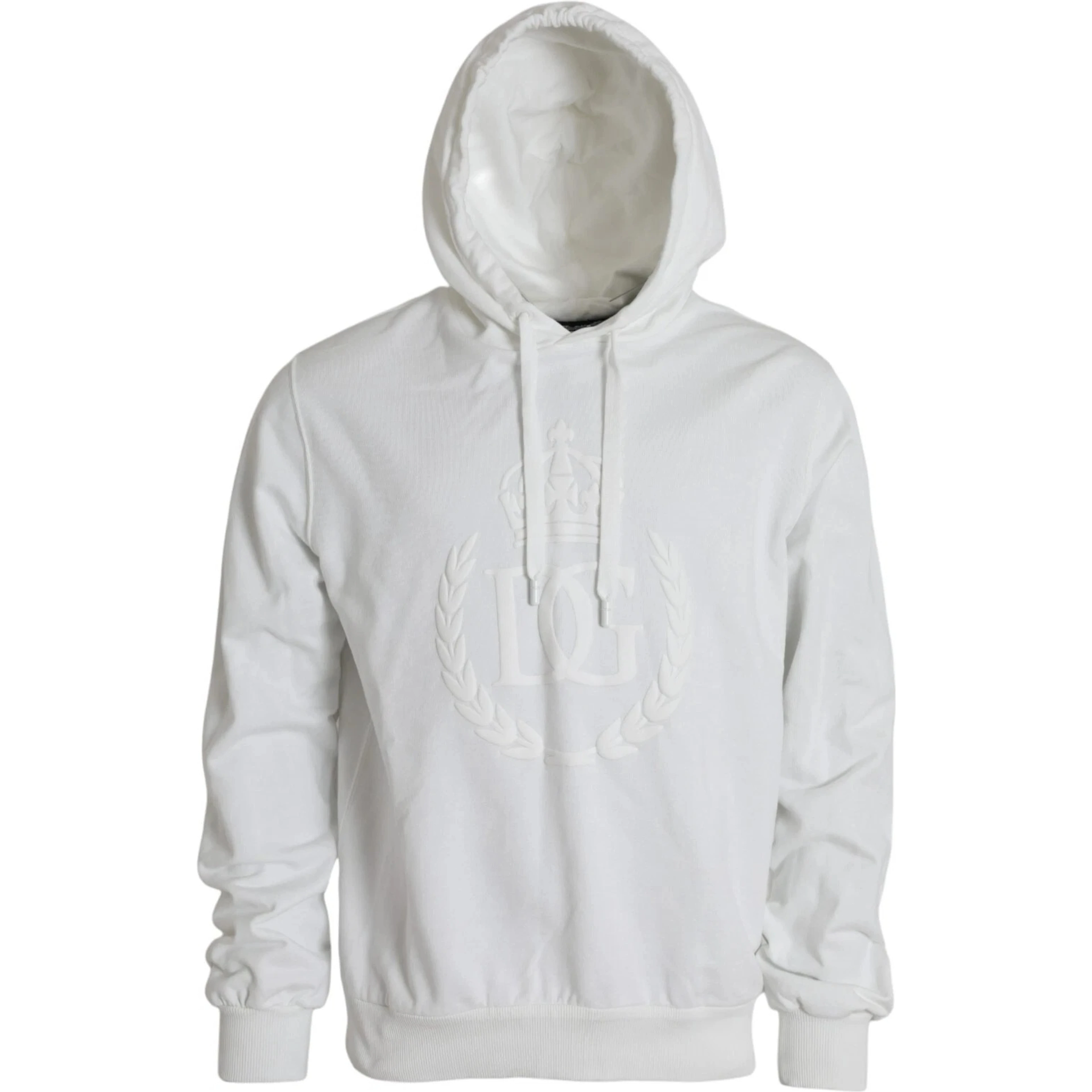 White Cotton Hooded Pullover Sweatshirt Men