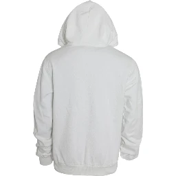 White Cotton Hooded Pullover Sweatshirt Men