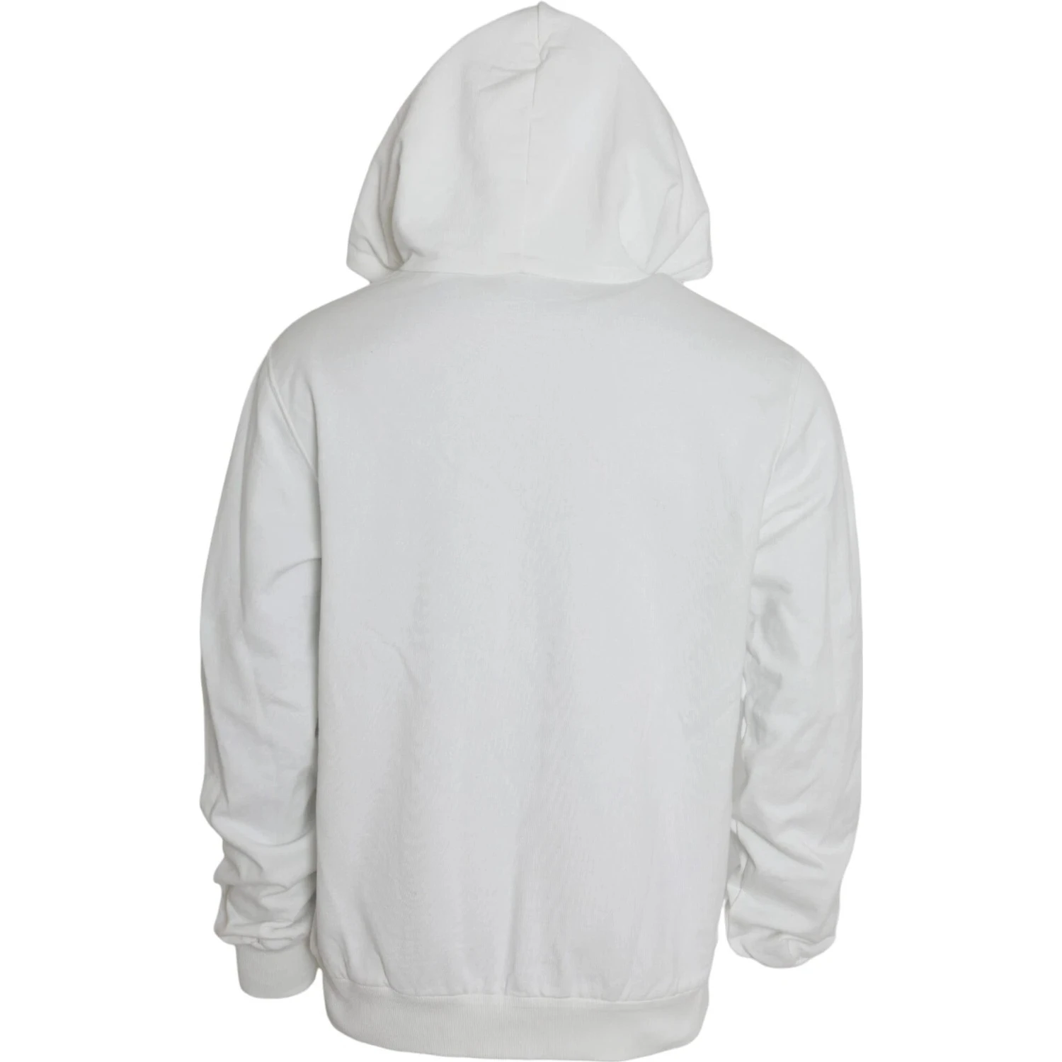 White Cotton Hooded Pullover Sweatshirt Men