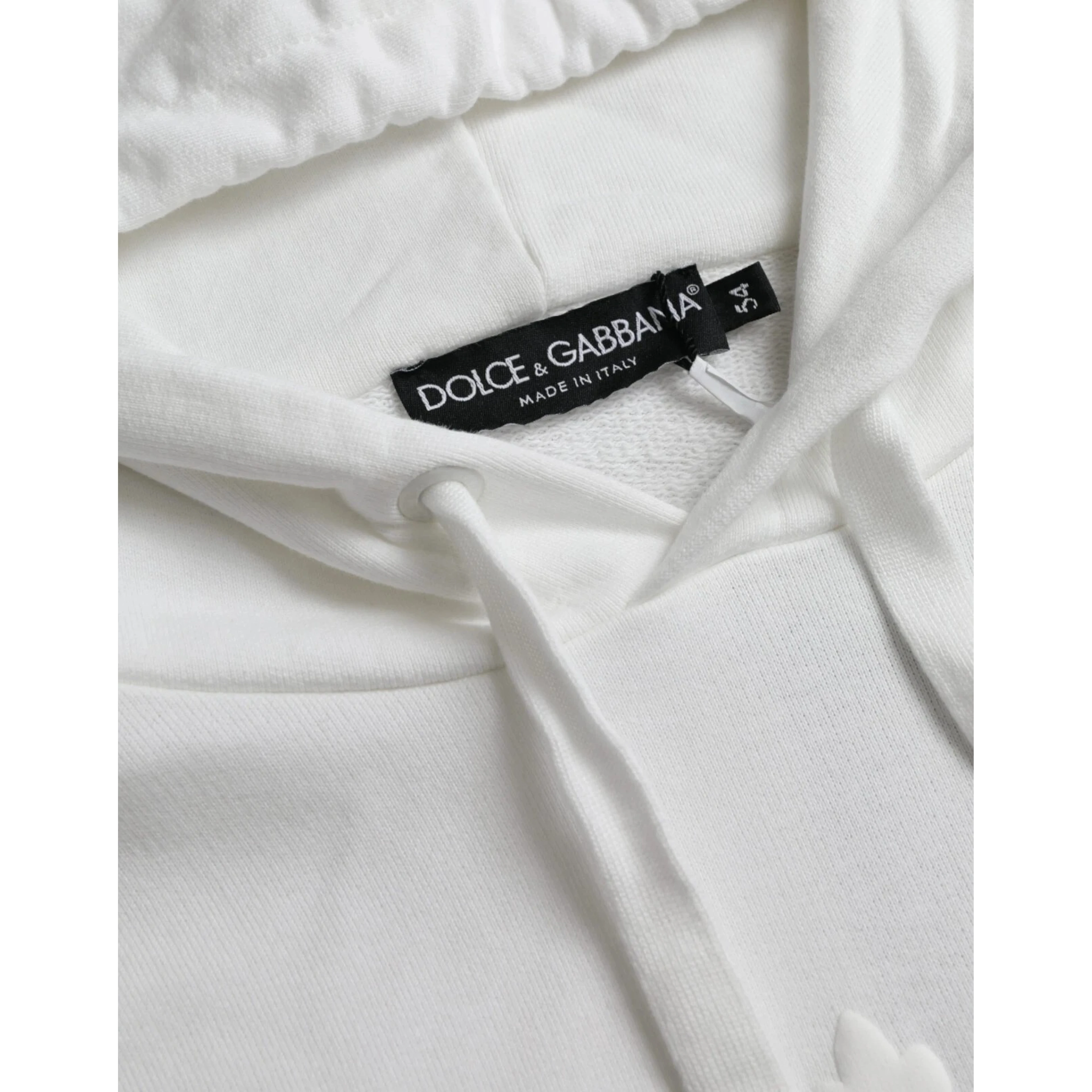 White Cotton Hooded Pullover Sweatshirt Men