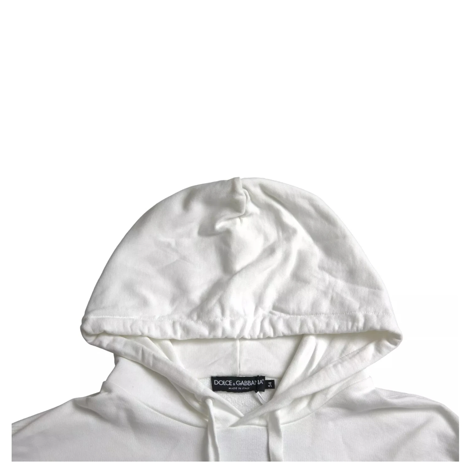 White Cotton Hooded Pullover Sweatshirt Men