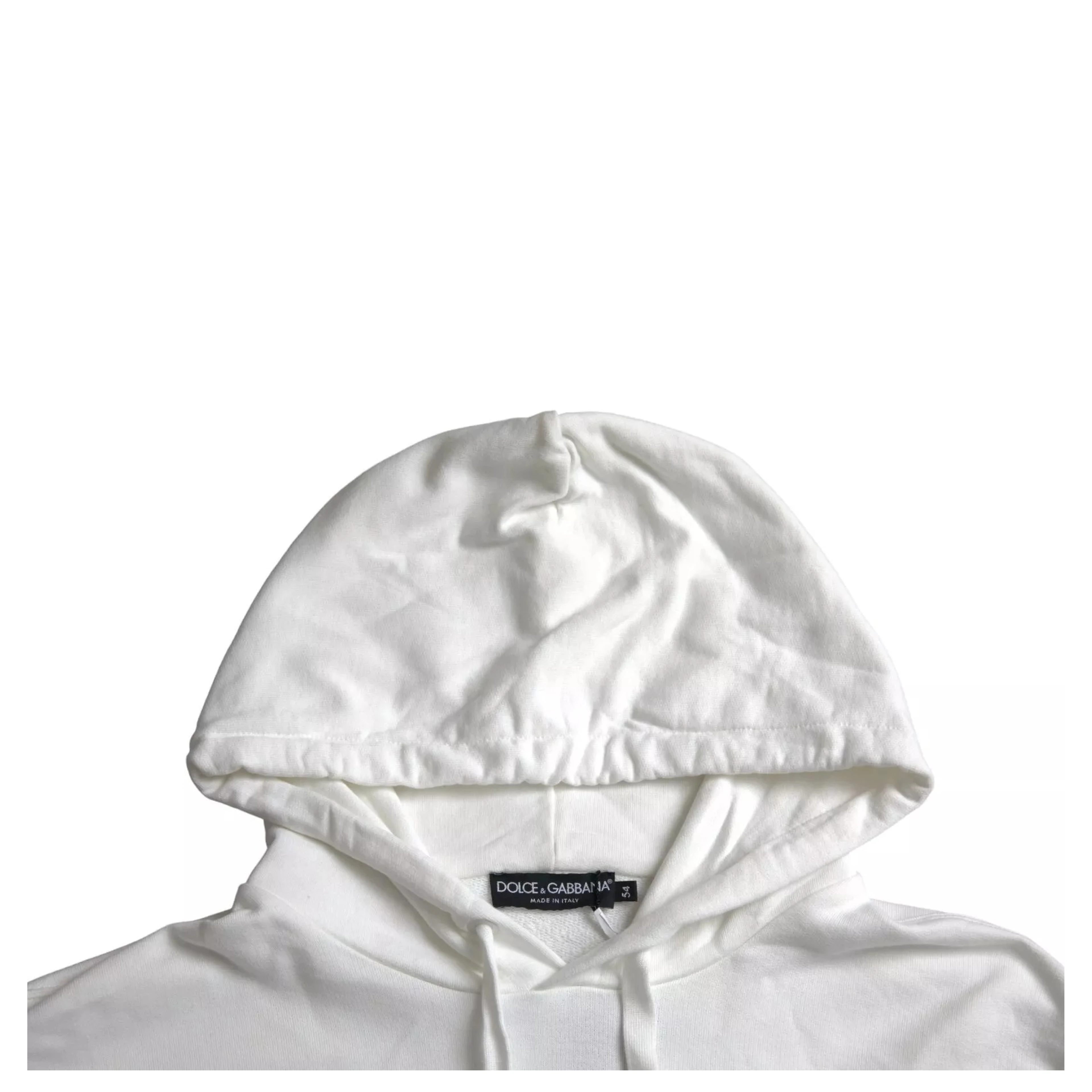 White Cotton Hooded Pullover Sweatshirt Men