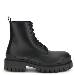 Black Calf Leather Bos Taurus Lace-Up Boots