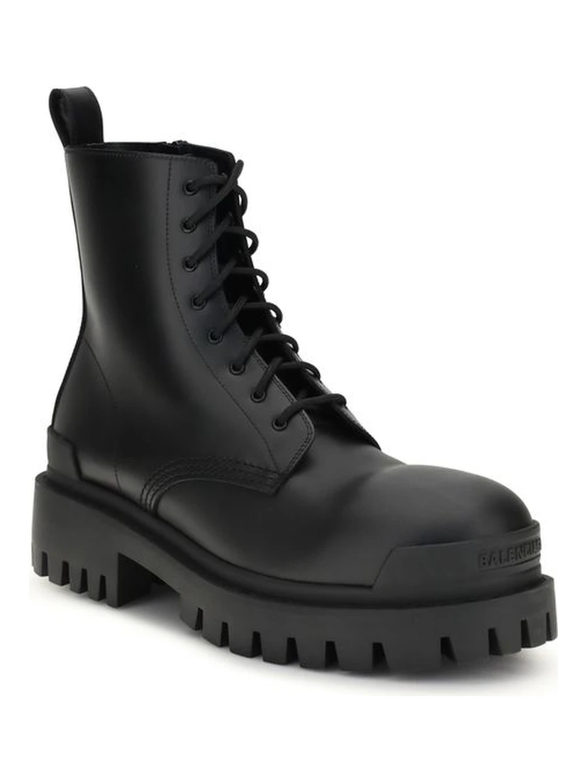 Black Calf Leather Bos Taurus Lace-Up Boots