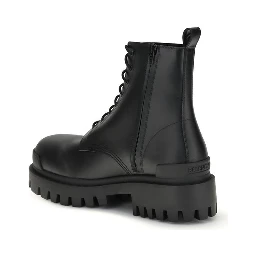 Black Calf Leather Bos Taurus Lace-Up Boots