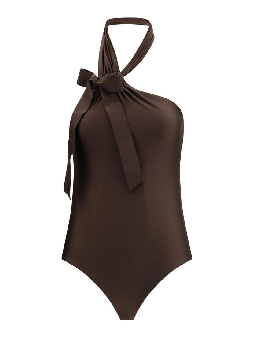 Brown Polyamide One-Piece Swimsuit