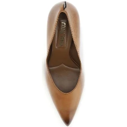 Beige Calf Leather Bos Taurus High Heel Pumps