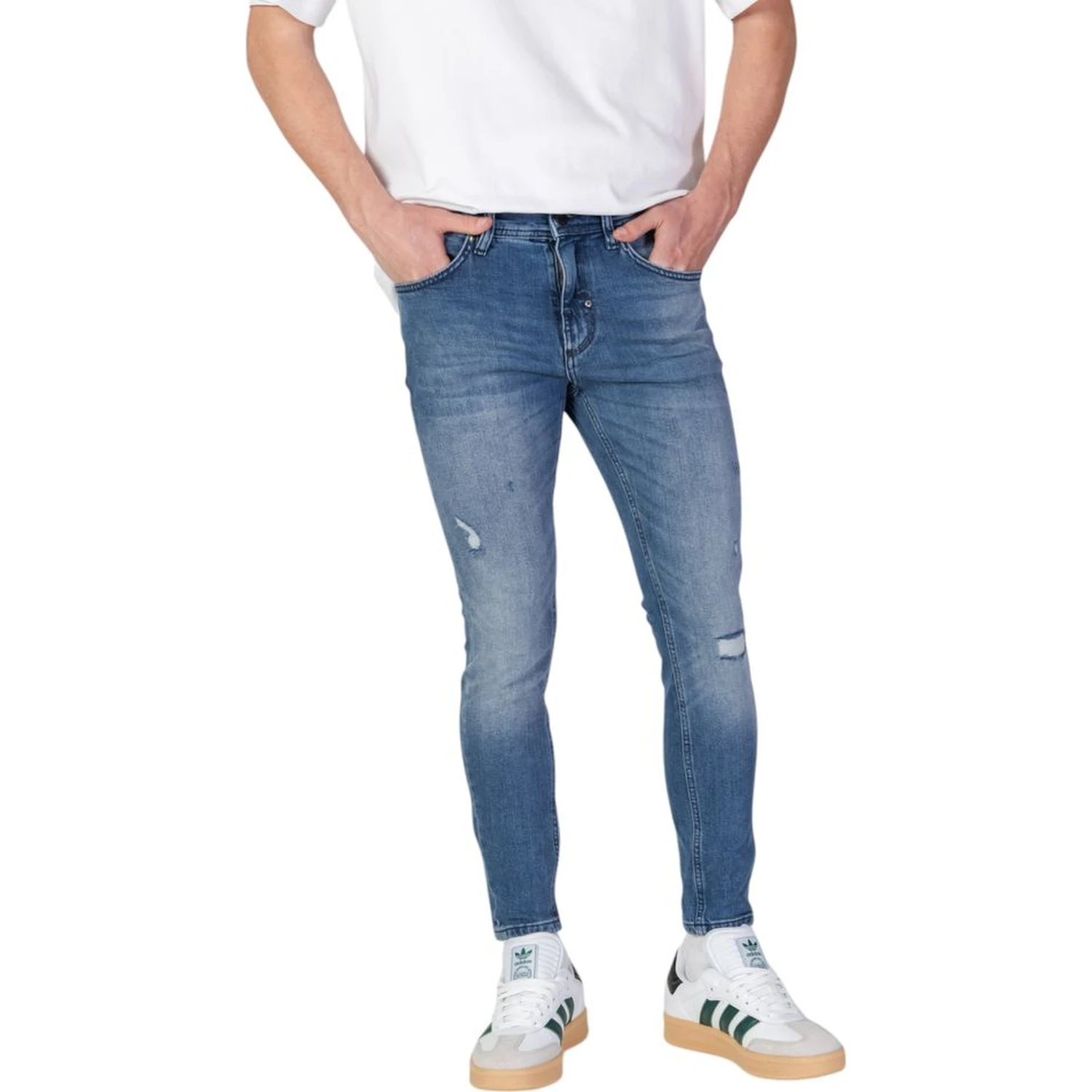 Blue Cotton Skinny Jeans