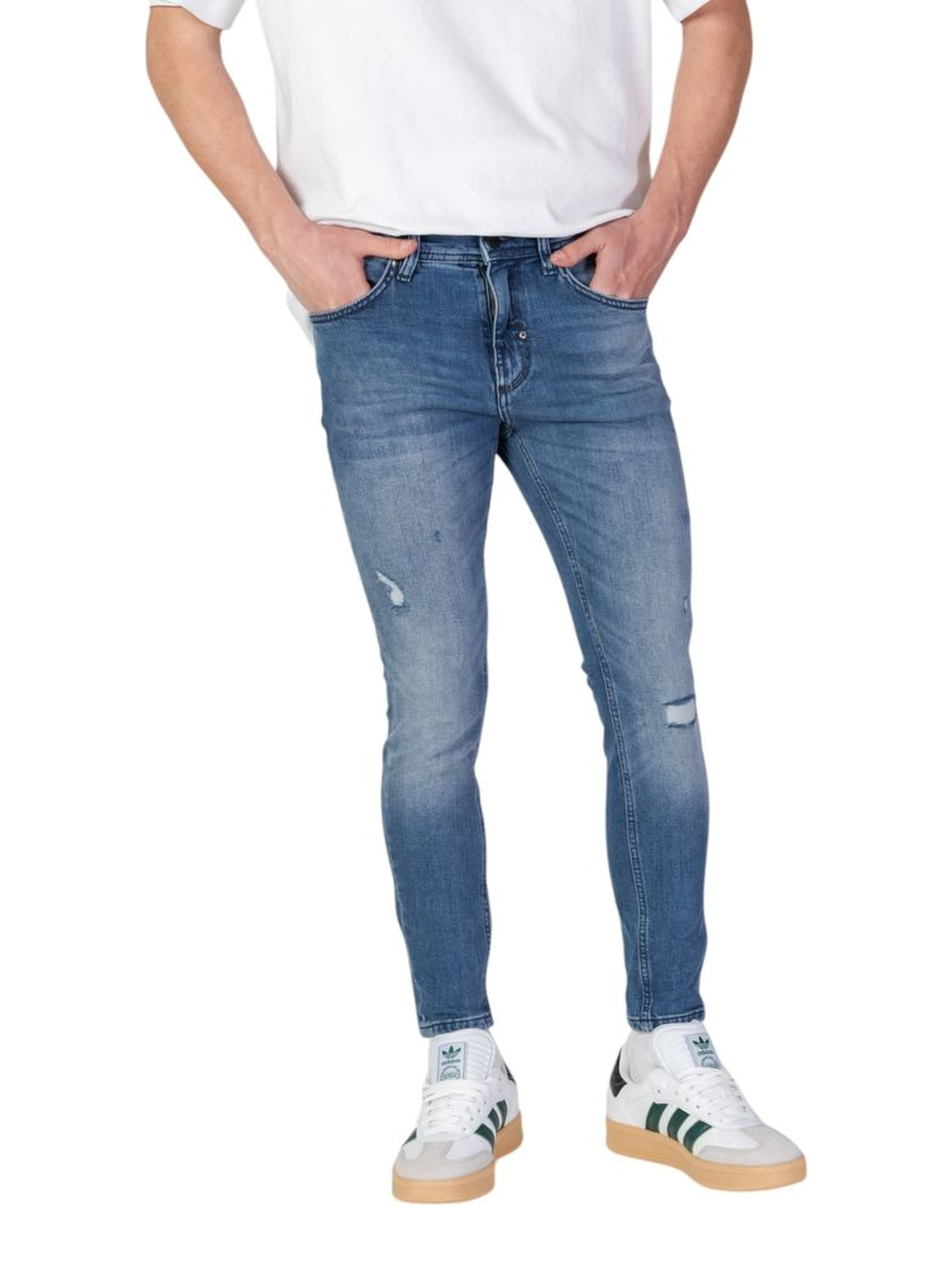 Blue Cotton Skinny Jeans