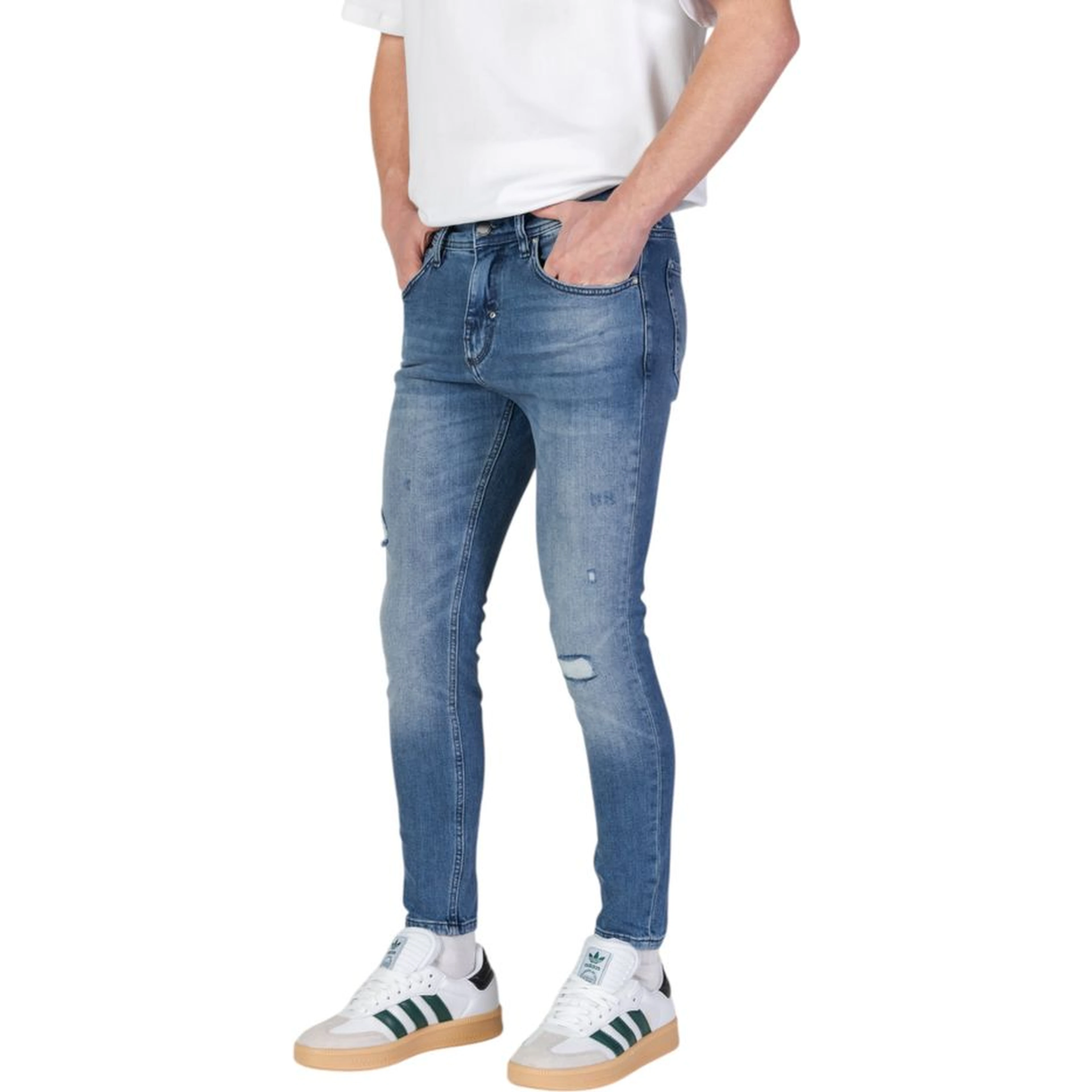 Blue Cotton Skinny Jeans
