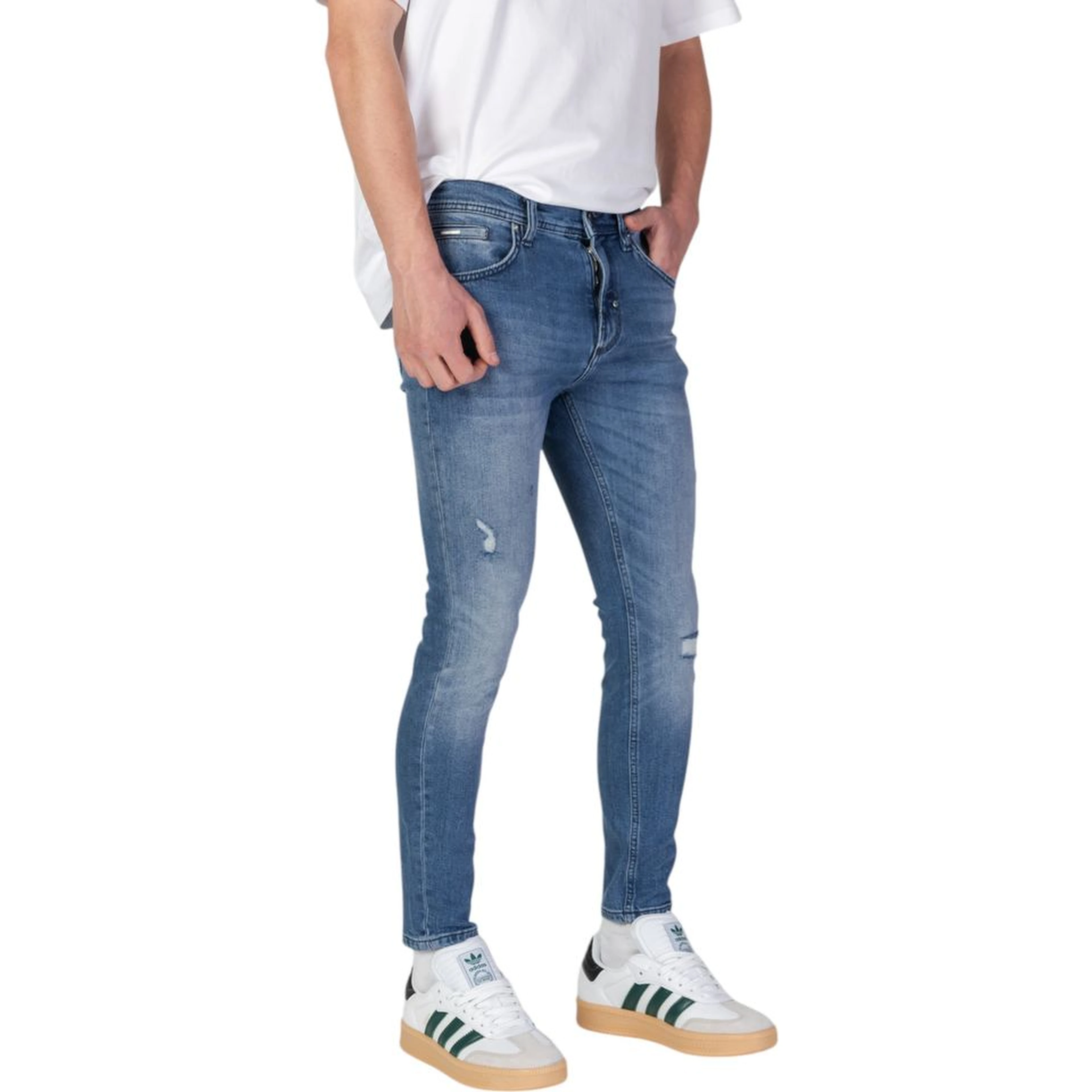 Blue Cotton Skinny Jeans