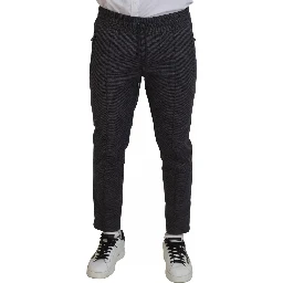 Gray Striped Wool Skinny Trouser Pants