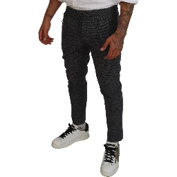 Gray Striped Wool Skinny Trouser Pants