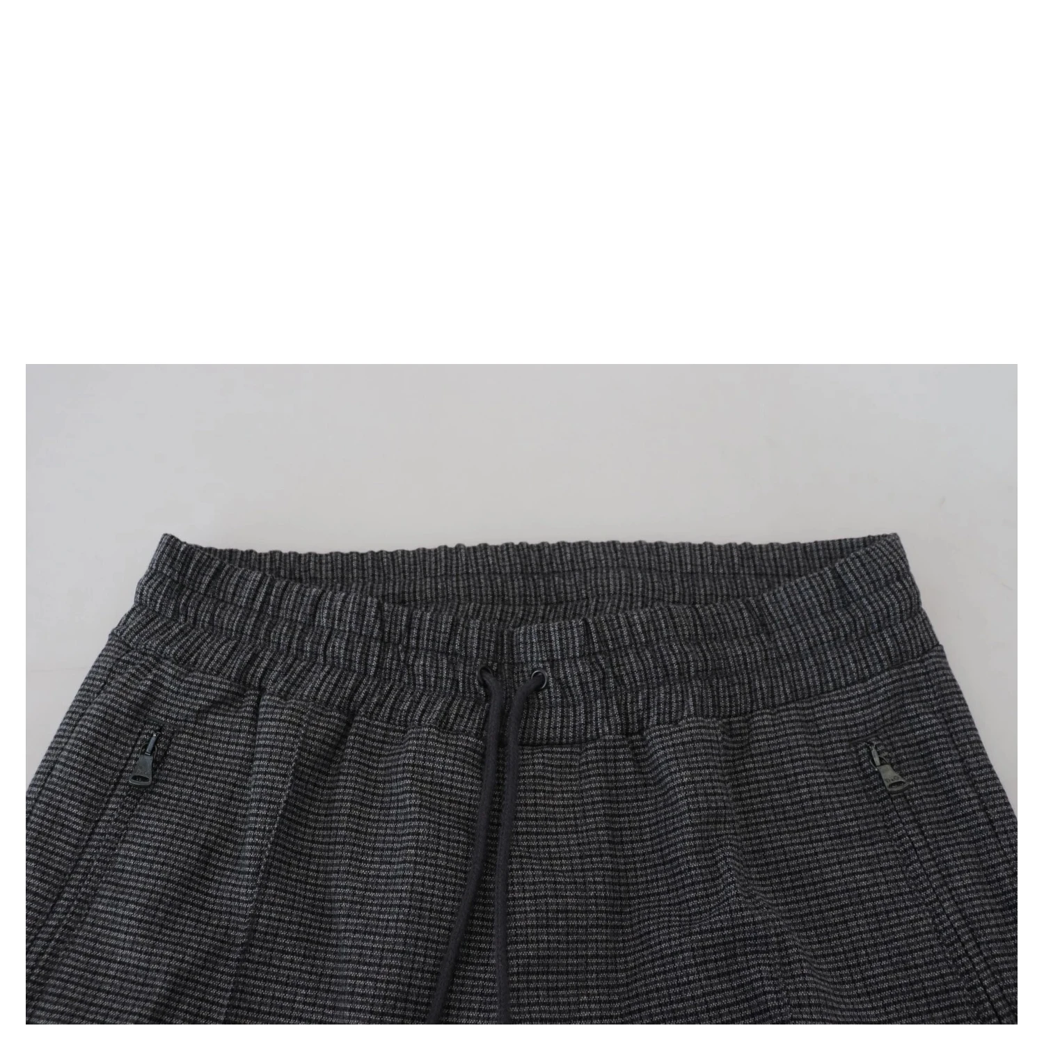 Gray Striped Wool Skinny Trouser Pants