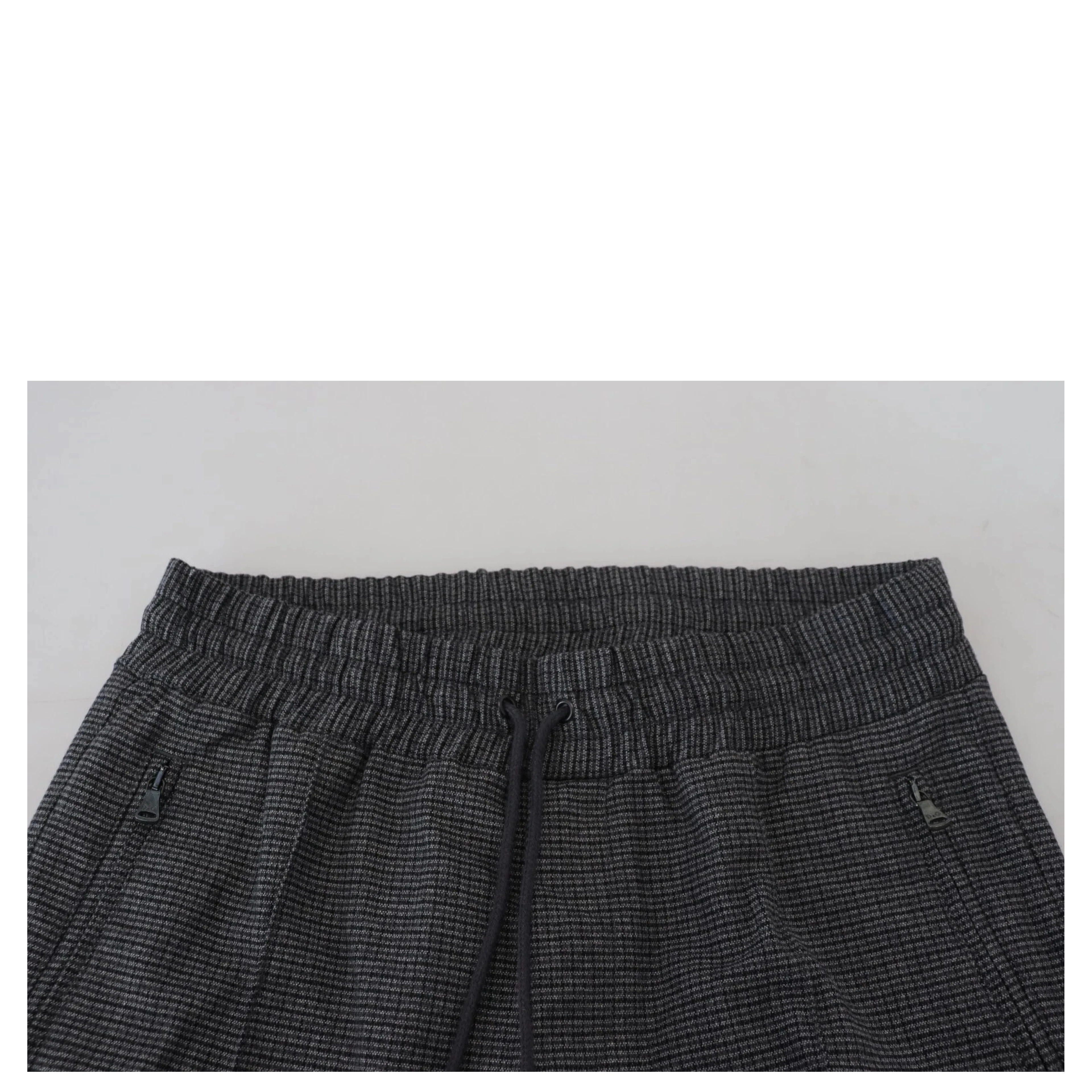 Gray Striped Wool Skinny Trouser Pants
