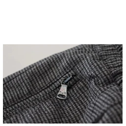 Gray Striped Wool Skinny Trouser Pants