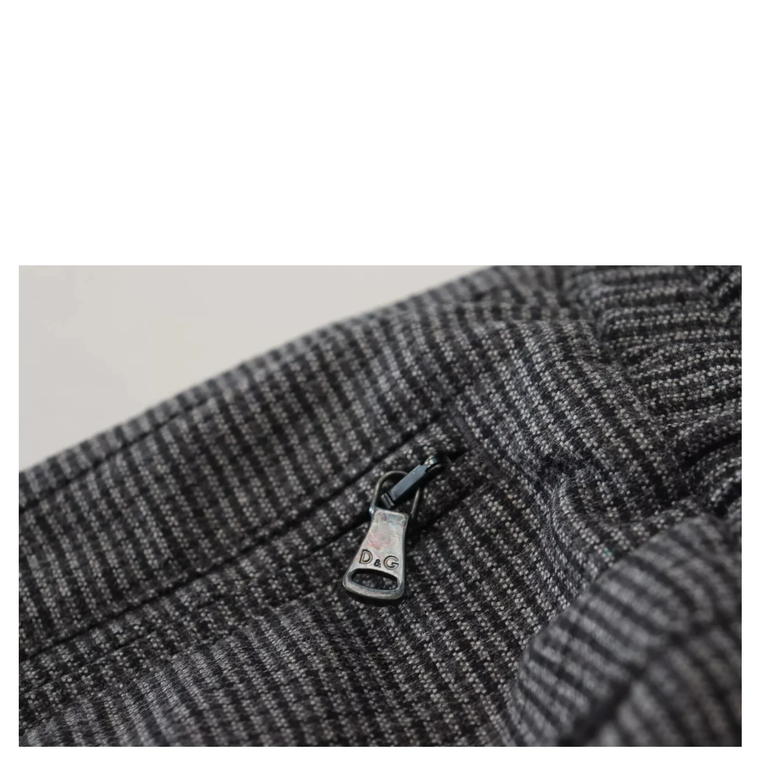 Gray Striped Wool Skinny Trouser Pants