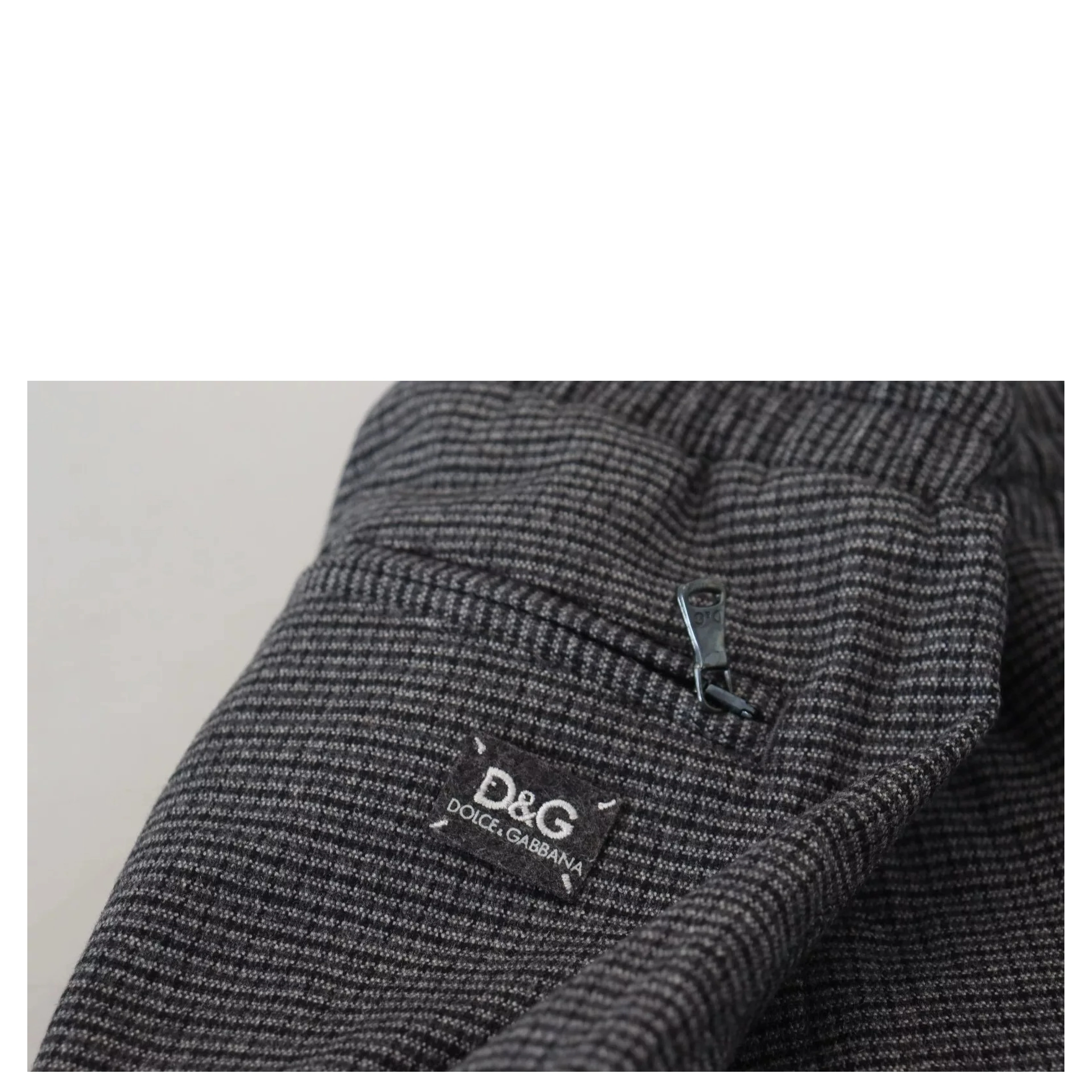 Gray Striped Wool Skinny Trouser Pants