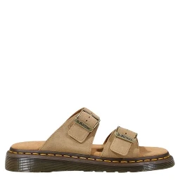 Beige Leather Flat Sandals