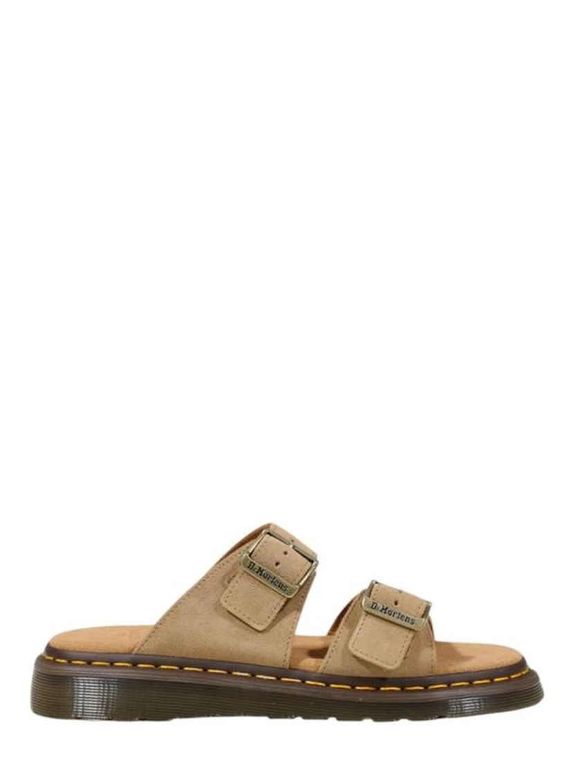 Beige Leather Flat Sandals