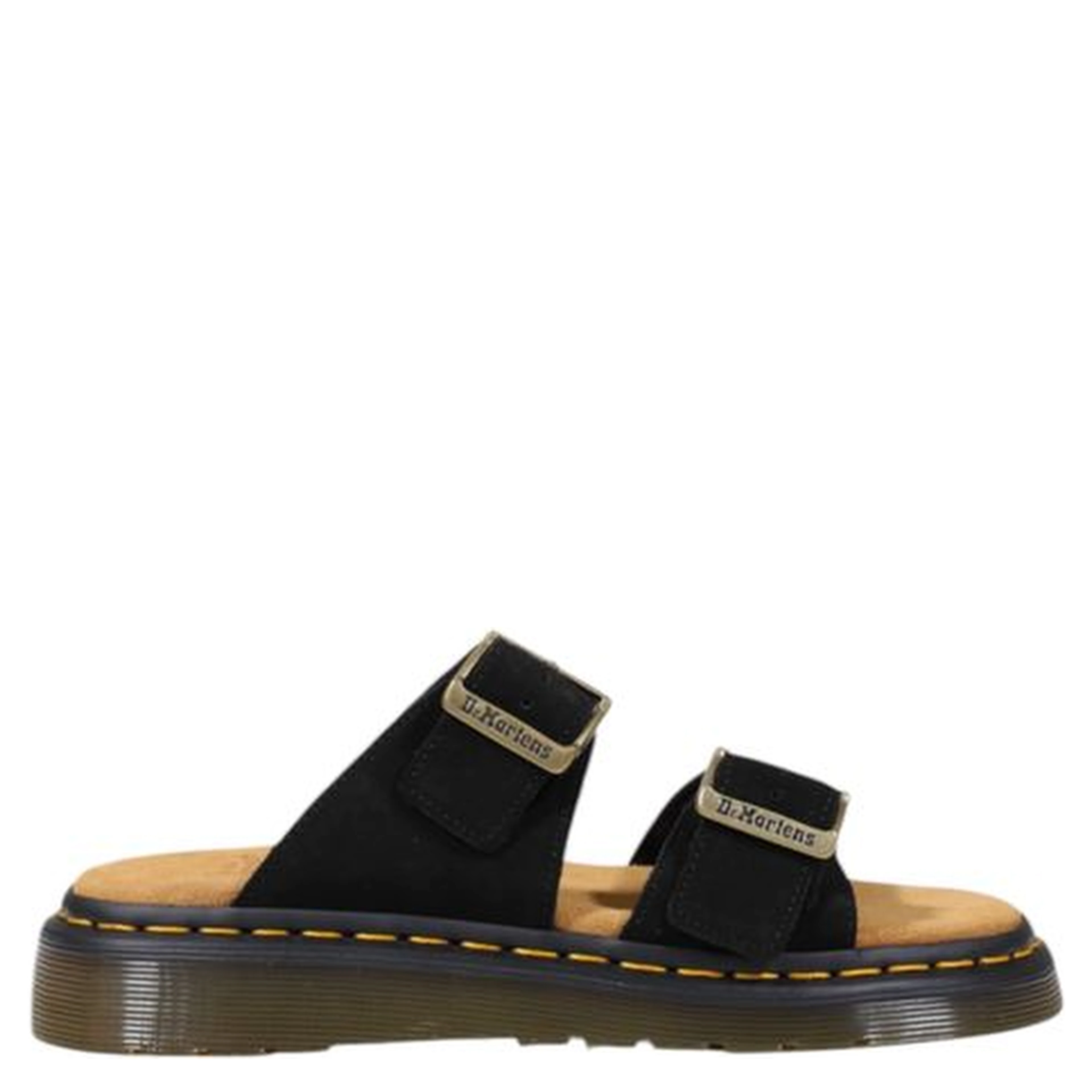 Black Leather Flat Sandals