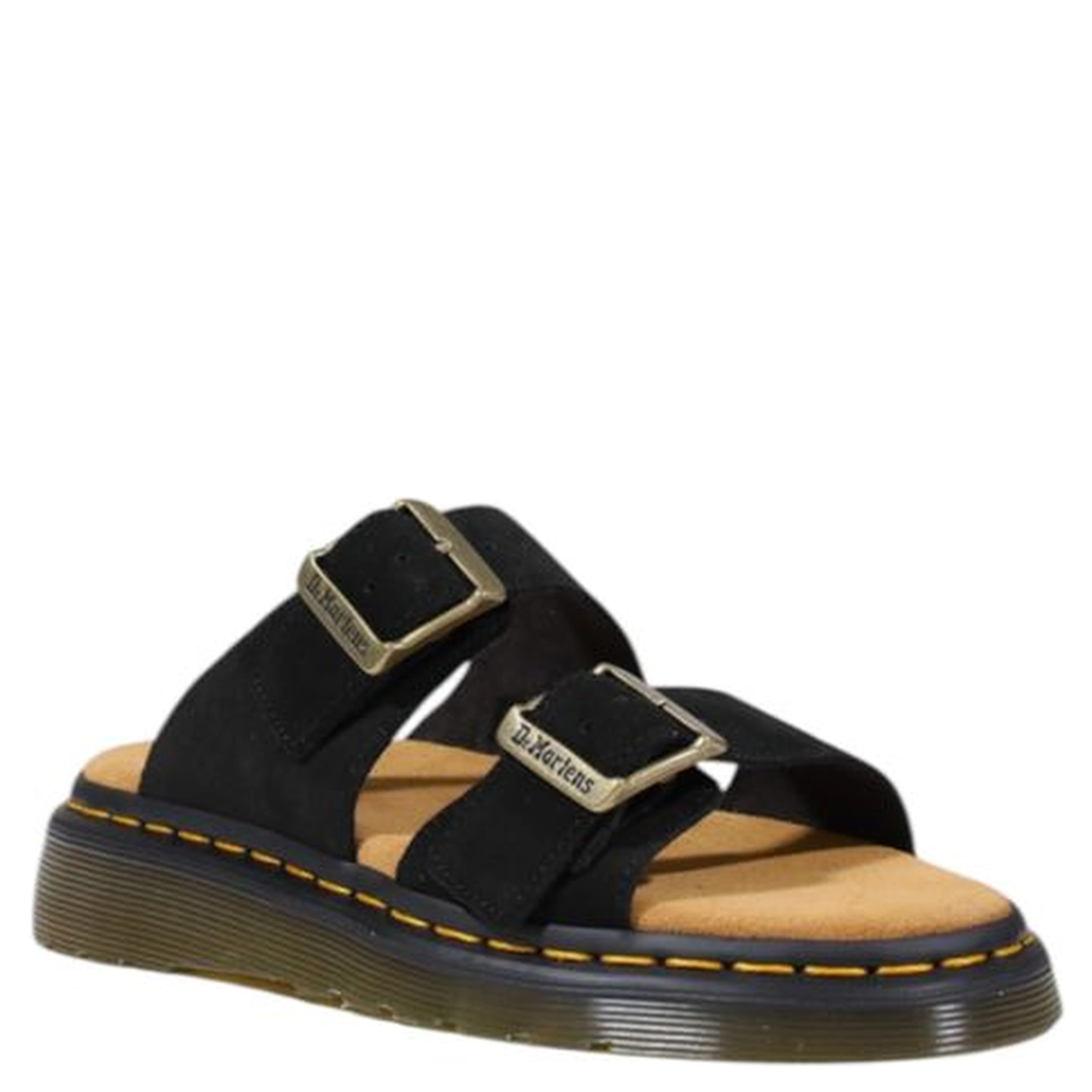 Black Leather Flat Sandals