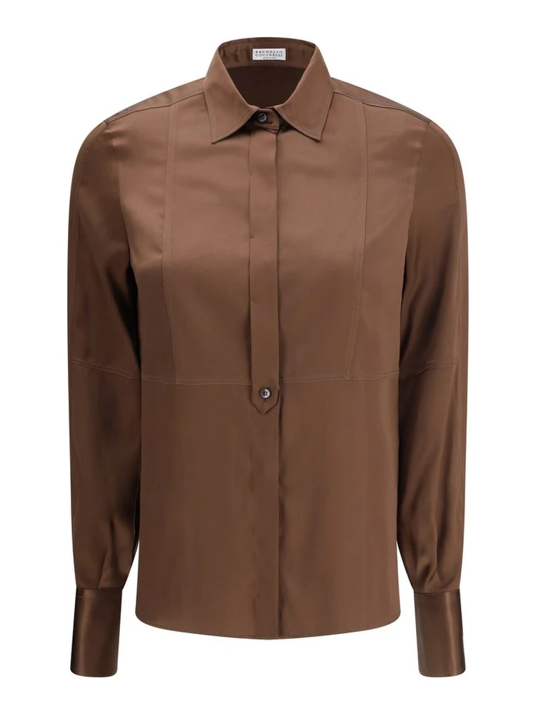 Brown Silk Dress Shirt