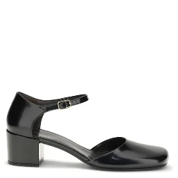 Black Rubber Mid Heel Pumps