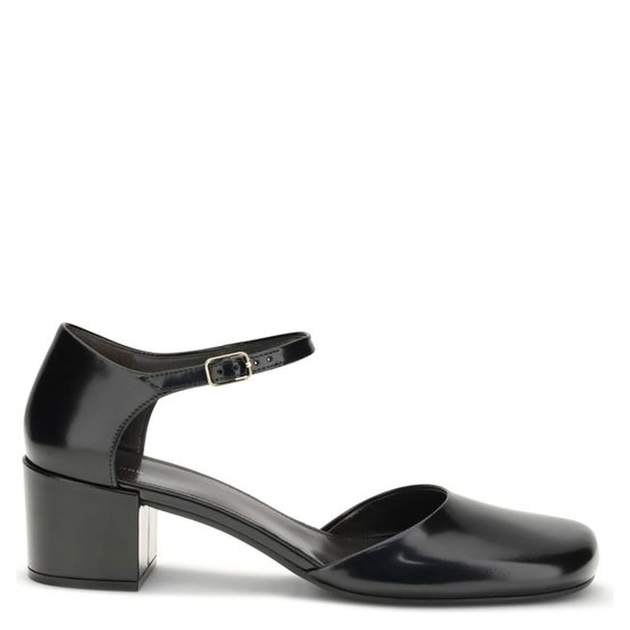 Black Rubber Mid Heel Pumps