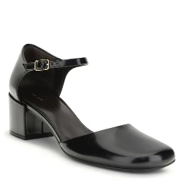 Black Rubber Mid Heel Pumps