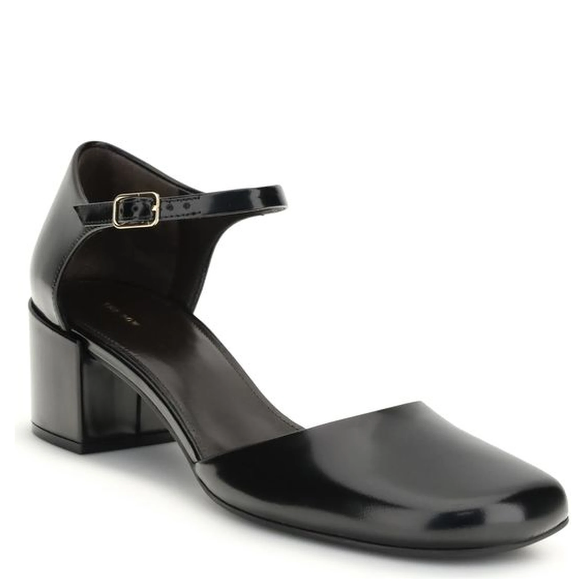Black Rubber Mid Heel Pumps