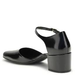 Black Rubber Mid Heel Pumps