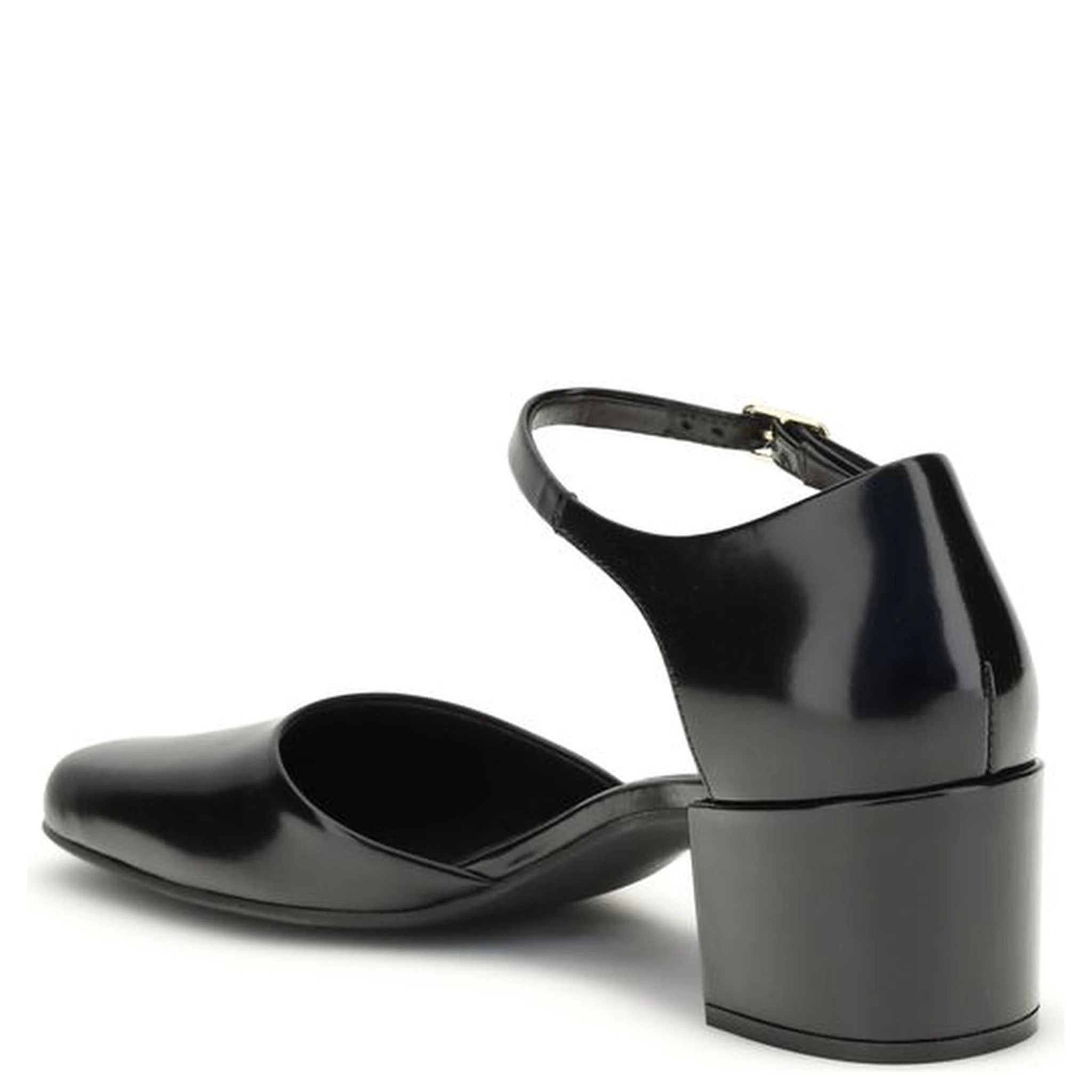 Black Rubber Mid Heel Pumps