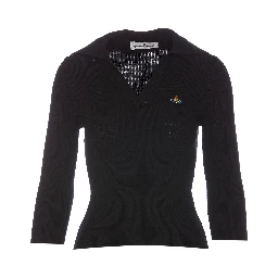 Orb-embroidered polo jumper