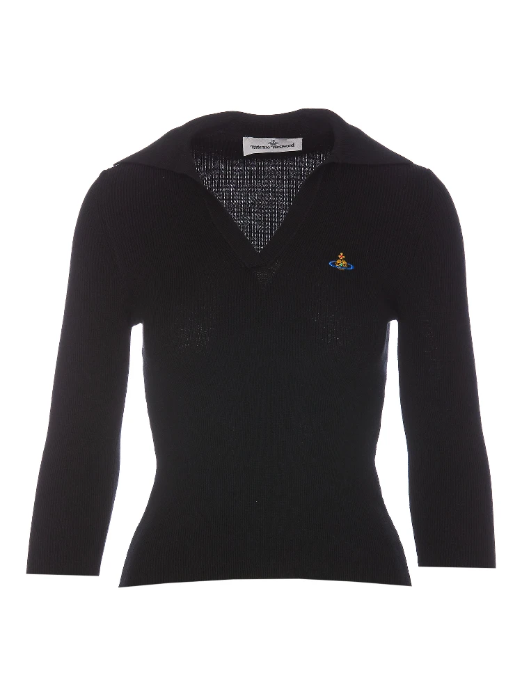 Orb-embroidered polo jumper