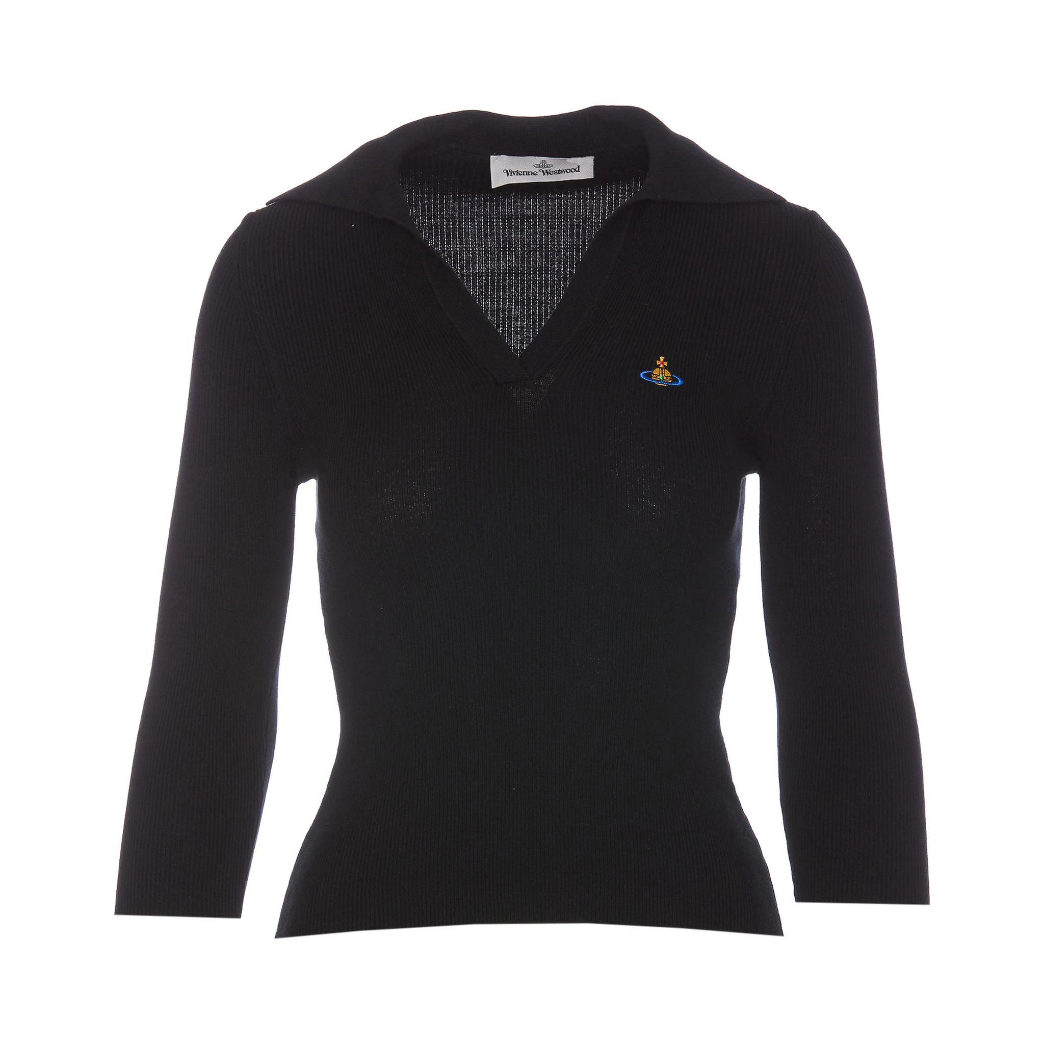 Orb-embroidered polo jumper