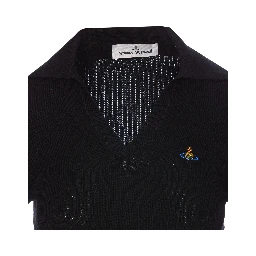 Orb-embroidered polo jumper