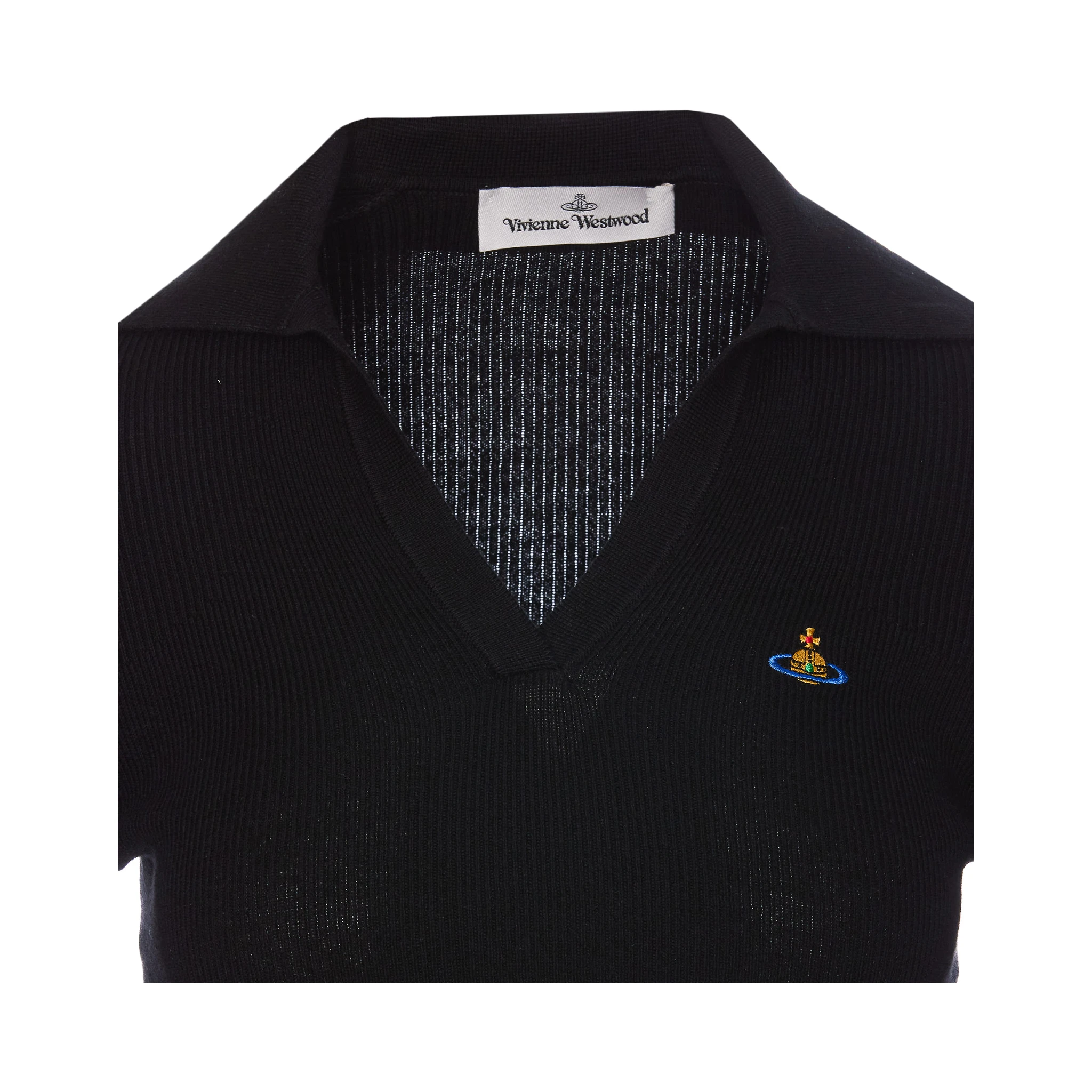 Orb-embroidered polo jumper